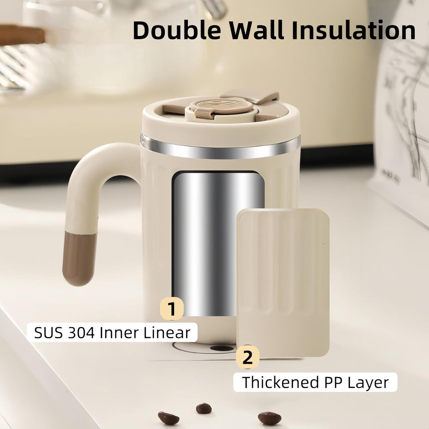 Taza de Café Aislada HOORMED 480ml Doble Pared Rosa