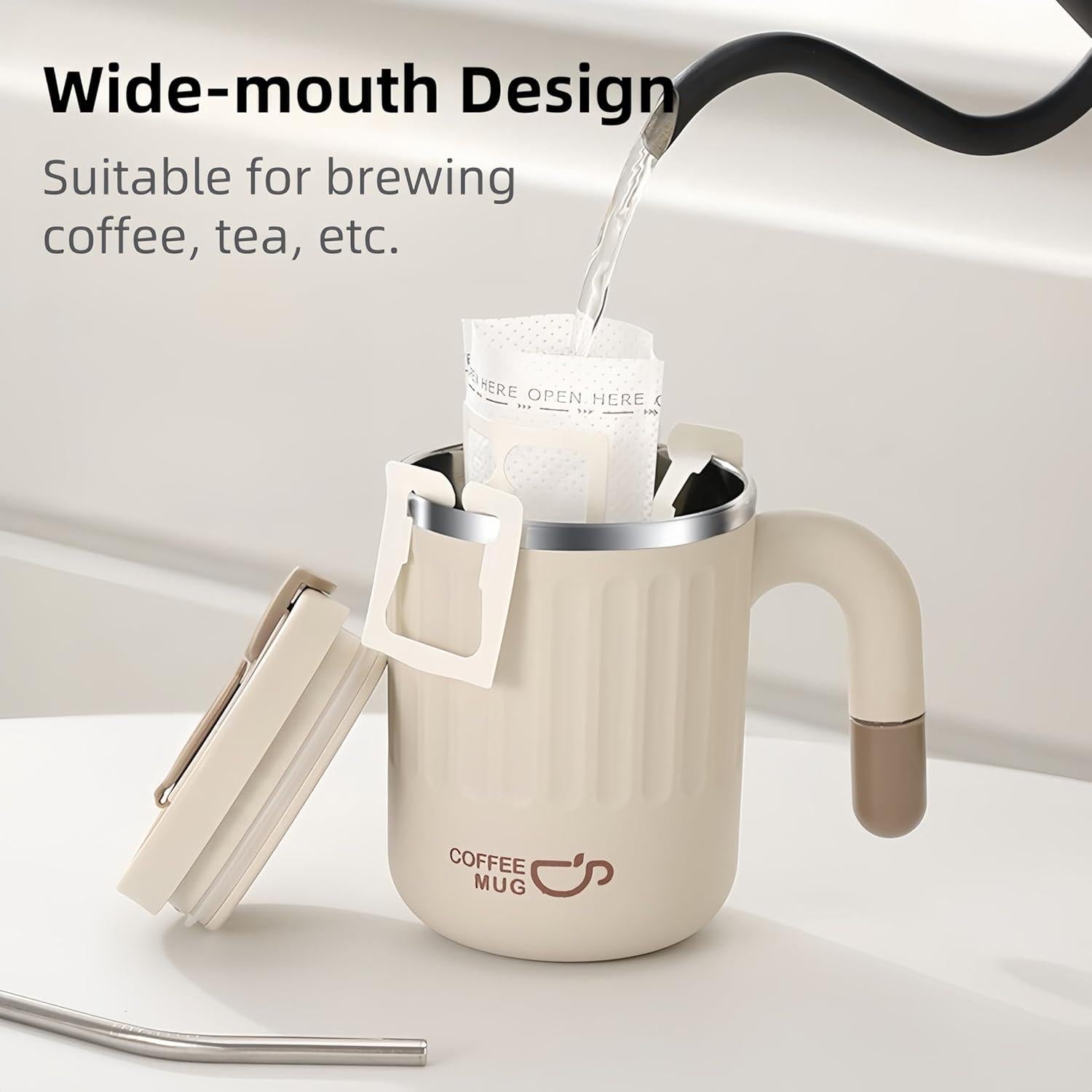 Taza de Café Aislada HOORMED 480ml Doble Pared Rosa