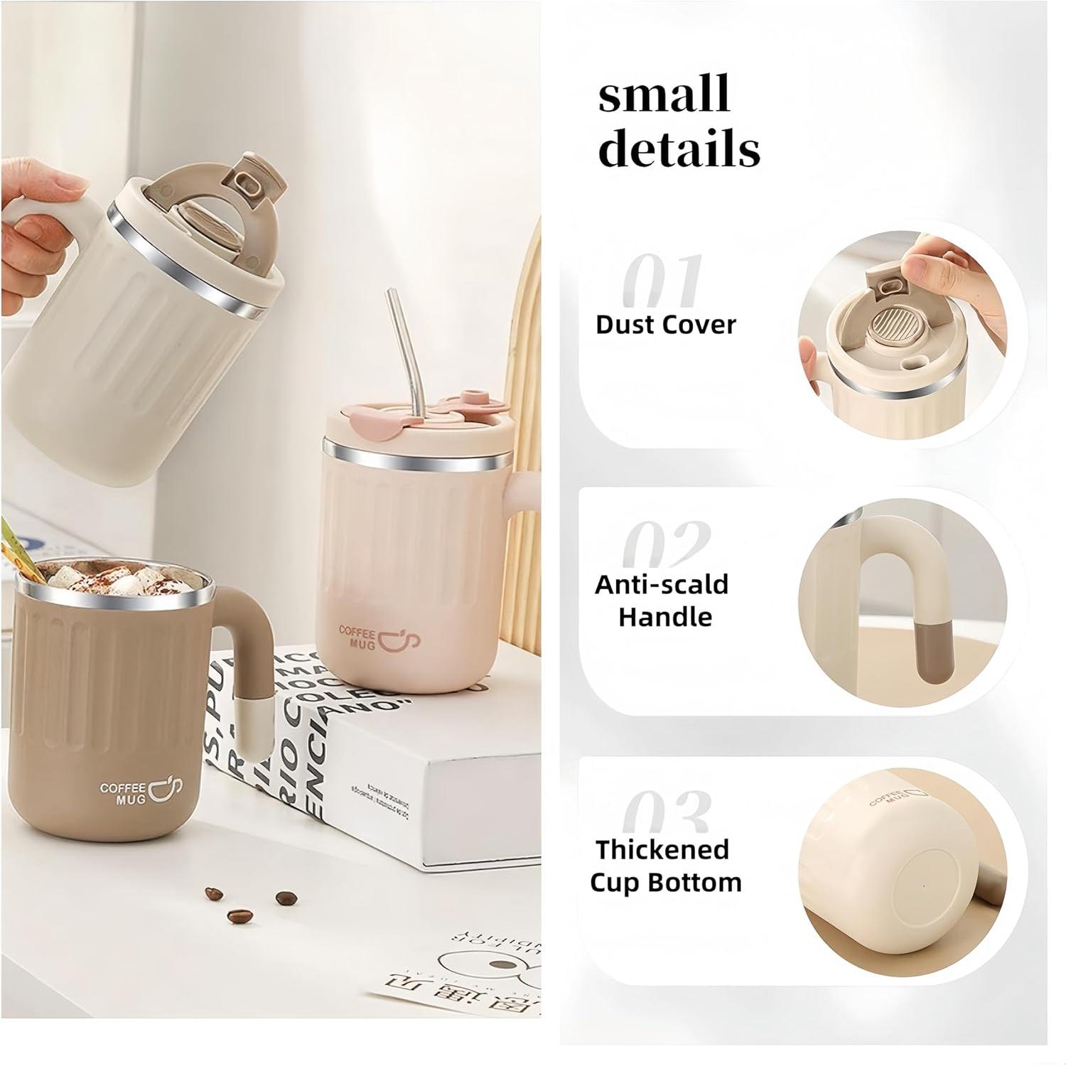 Taza de Café Aislada HOORMED 480ml Doble Pared Rosa