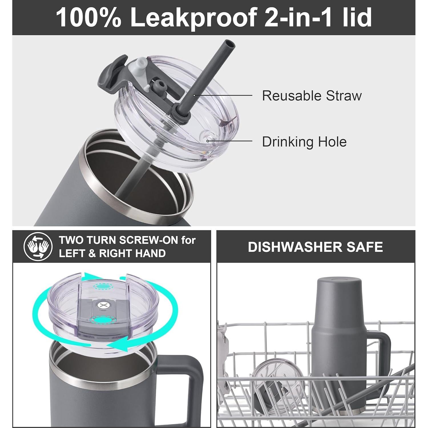 Taza de Café Aislada SUNWILL 20 oz con Asa y Tapa a Prueba de Fugas