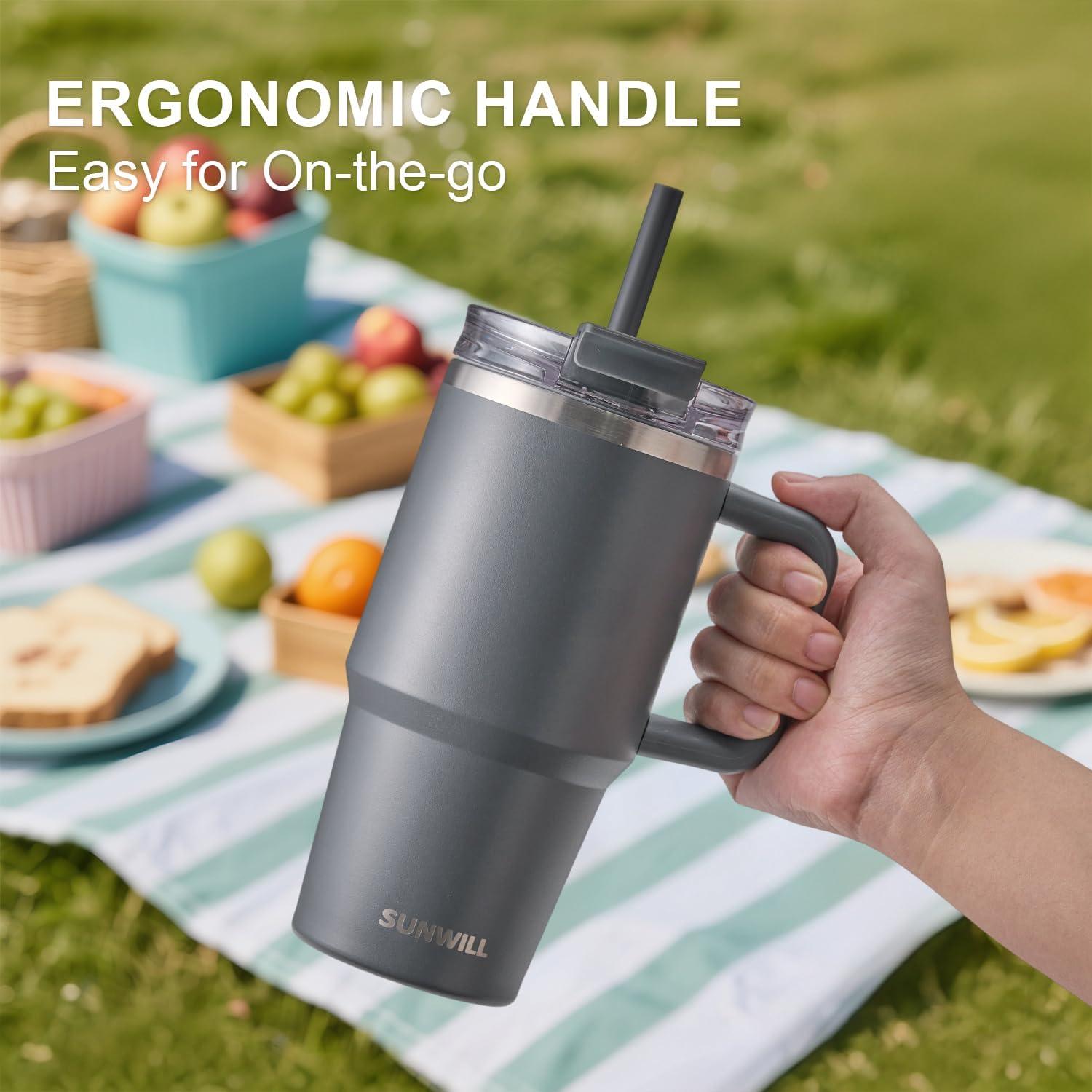 Taza de Café Aislada SUNWILL 20 oz con Asa y Tapa a Prueba de Fugas