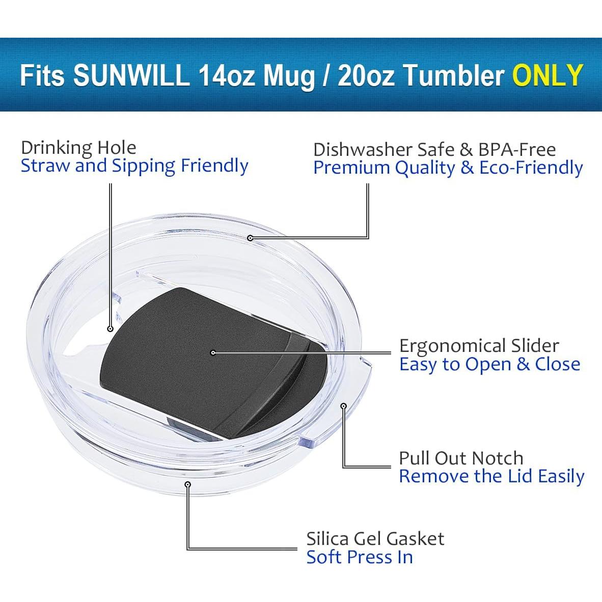 Tapa deslizante SUNWILL para tazas 414ml y vasos 591ml - 2 piezas