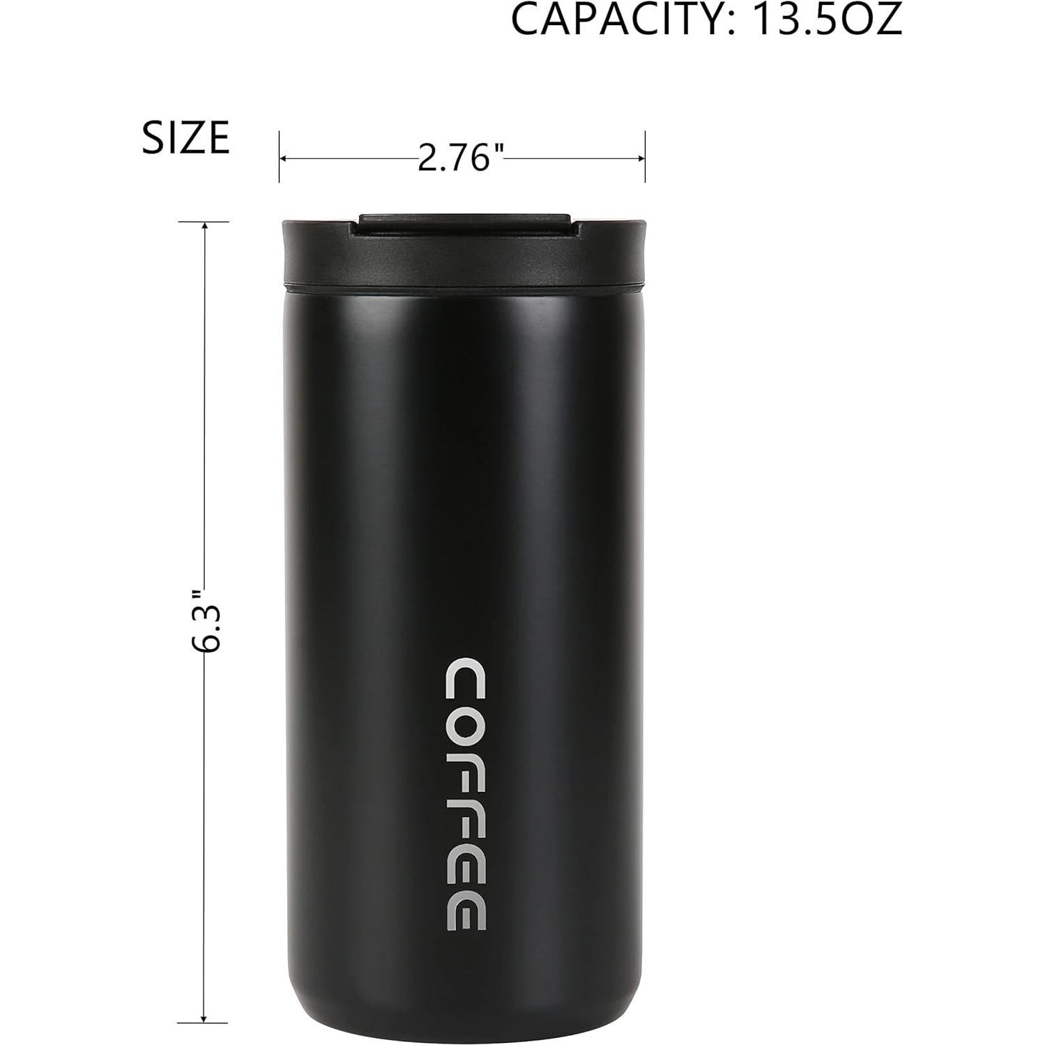 Taza de Viaje Aislada Wulisan 400ml Negra a Prueba de Fugas