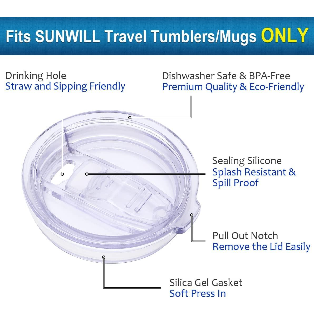 Tapa SUNWILL 20oz para vaso de viaje, a prueba de derrames, 2 unidades