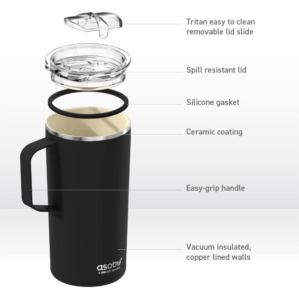 Taza Aislada de Acero Inoxidable Asobu 20 oz Rosa Cerámica