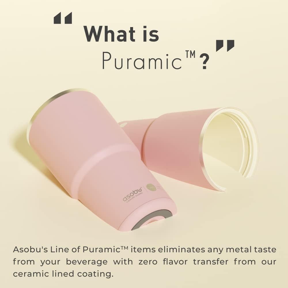 Taza de Viaje Asobu Pick Me Up 650ml Cerámica Rosa Doble Pared