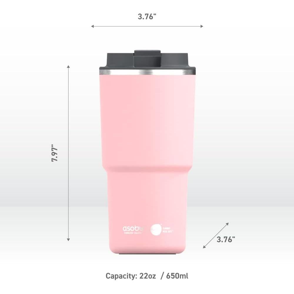 Taza de Viaje Asobu Pick Me Up 650ml Cerámica Rosa Doble Pared