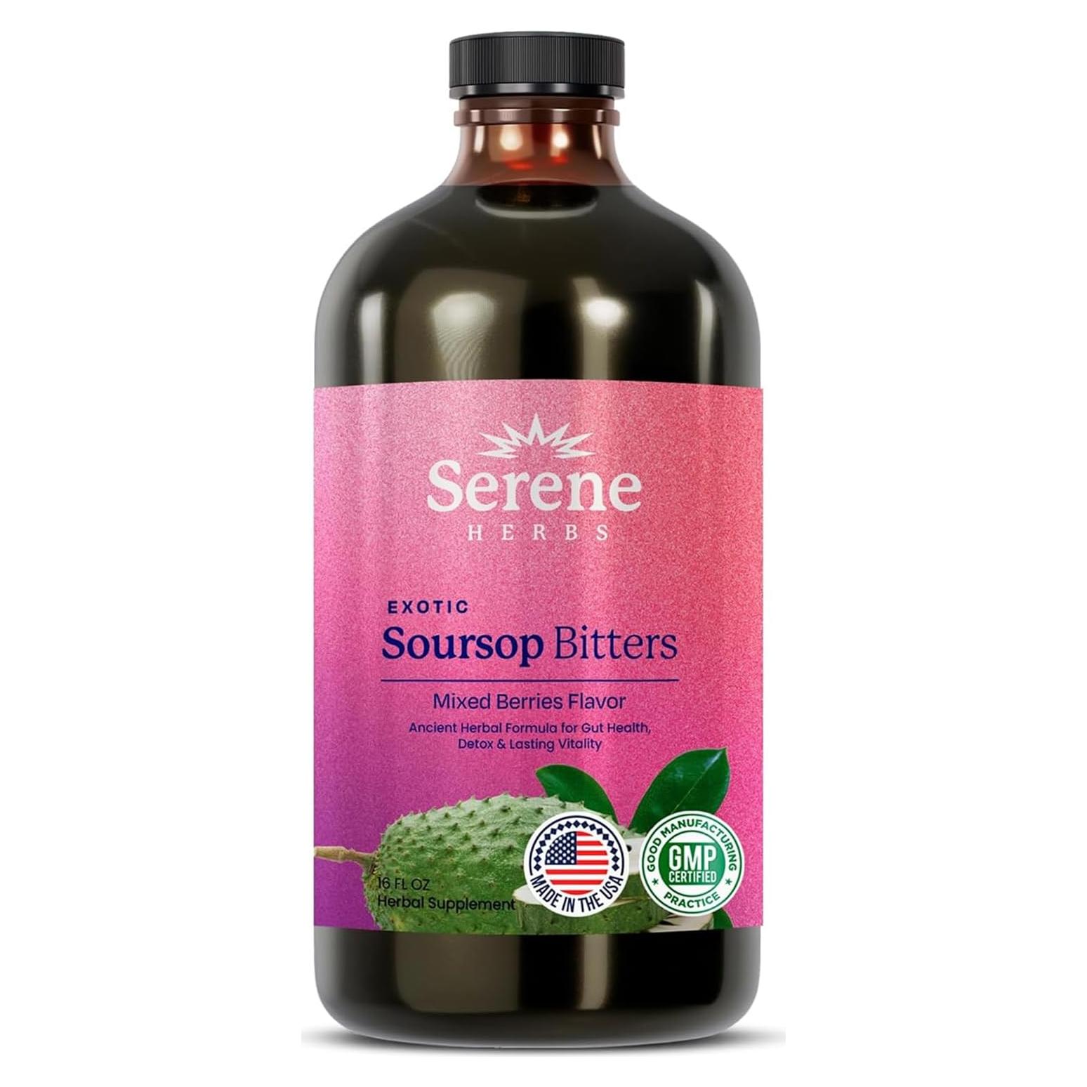 Bitters de Guanábana Serene Herbs 473 ml - Sabor Frutos Rojos - Vegano
