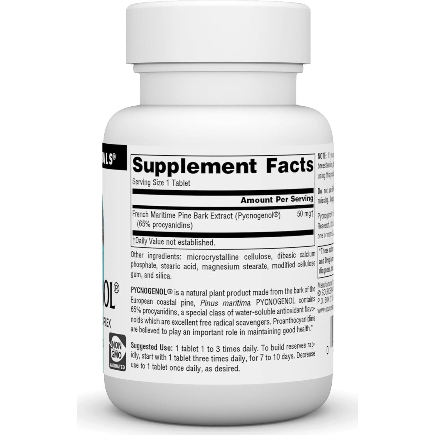 Pycnogenol 50 mg Source Naturals - 30 Tabletas Antioxidantes