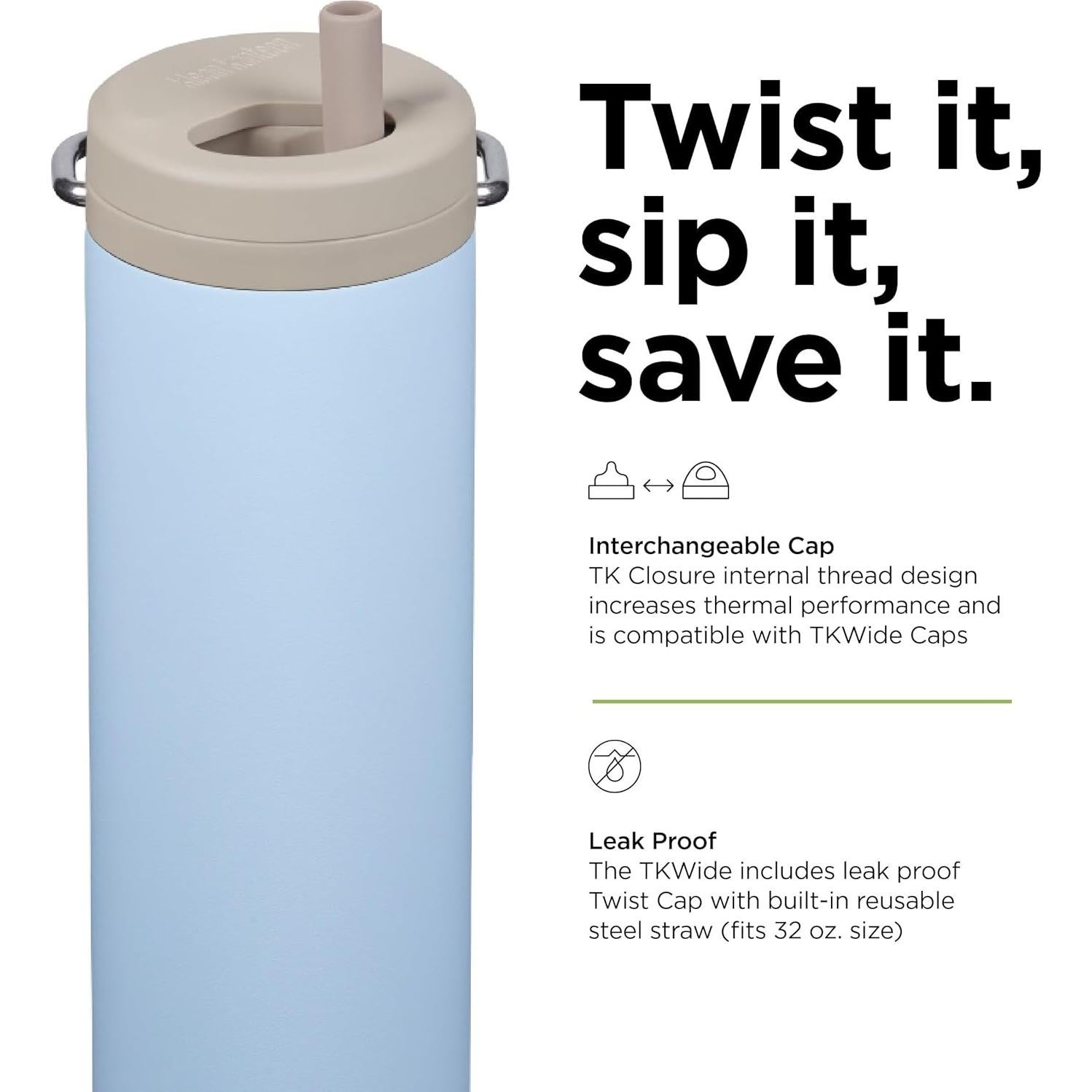 Botella de Agua Aislada Klean Kanteen 20oz TKWide Cielo Claro