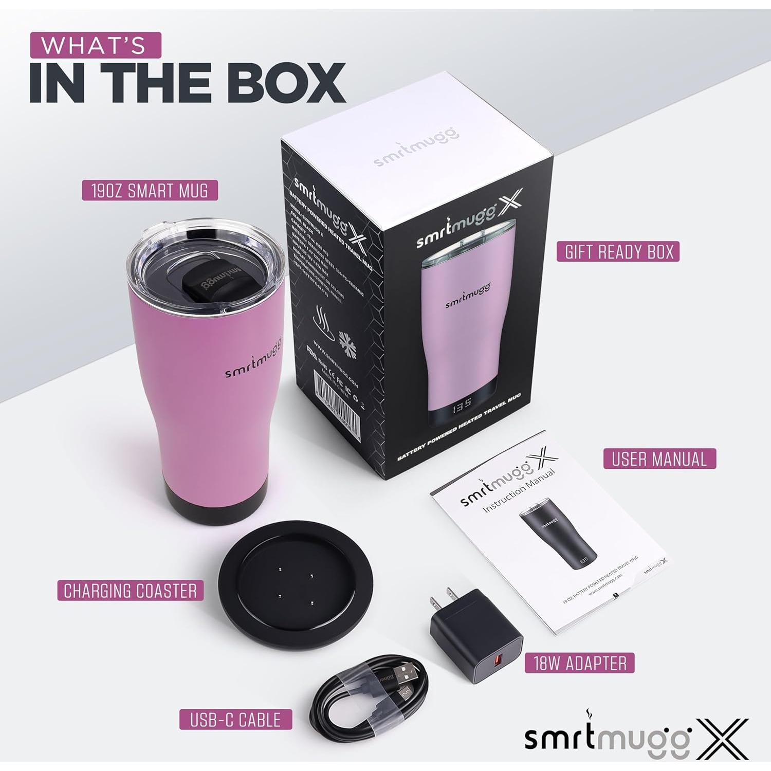 Taza Auto-Calentada SmrtMugg X 0.56 L Pantalla LCD Negra