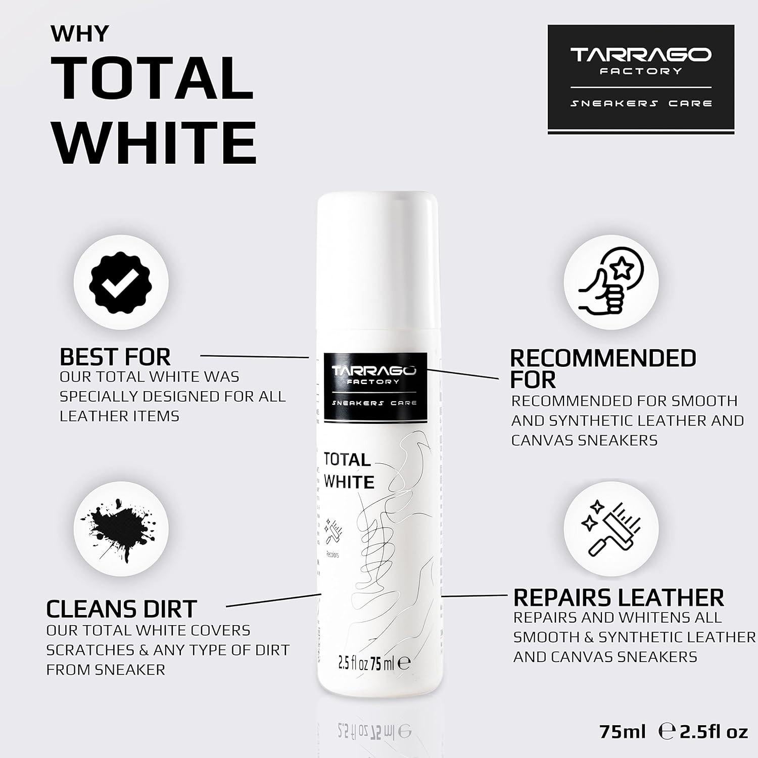 Limpiador de Zapatillas Tarrago Total Blanco 75 ml para Cuero y Lona