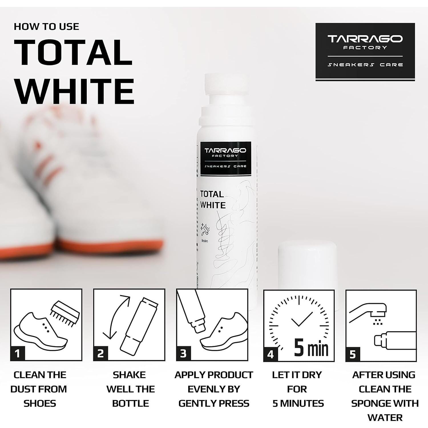 Limpiador de Zapatillas Tarrago Total Blanco 75 ml para Cuero y Lona