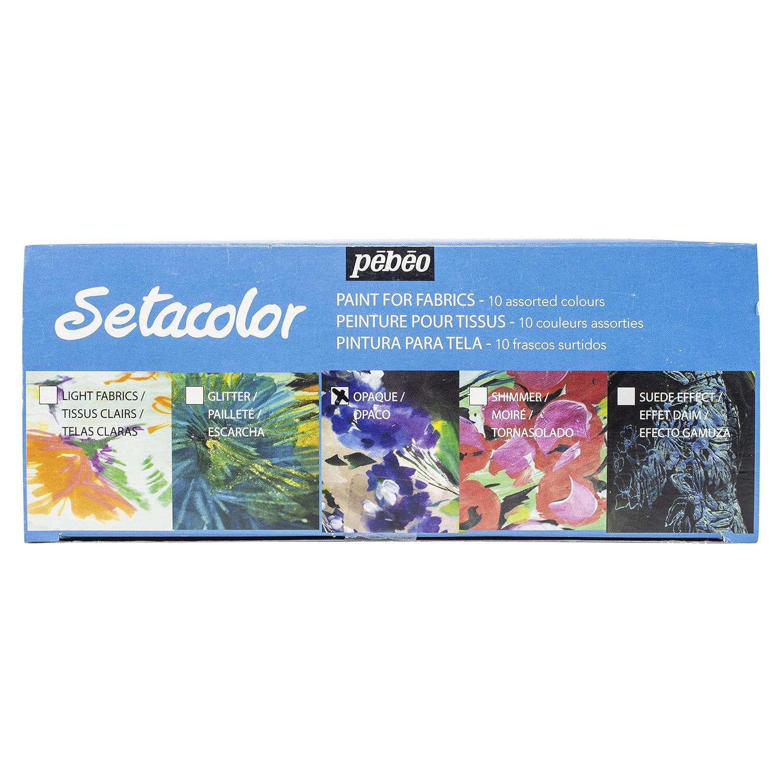 Juego de Pintura para Tela Pebeo Setacolor Opaque 10 Colores 45ml