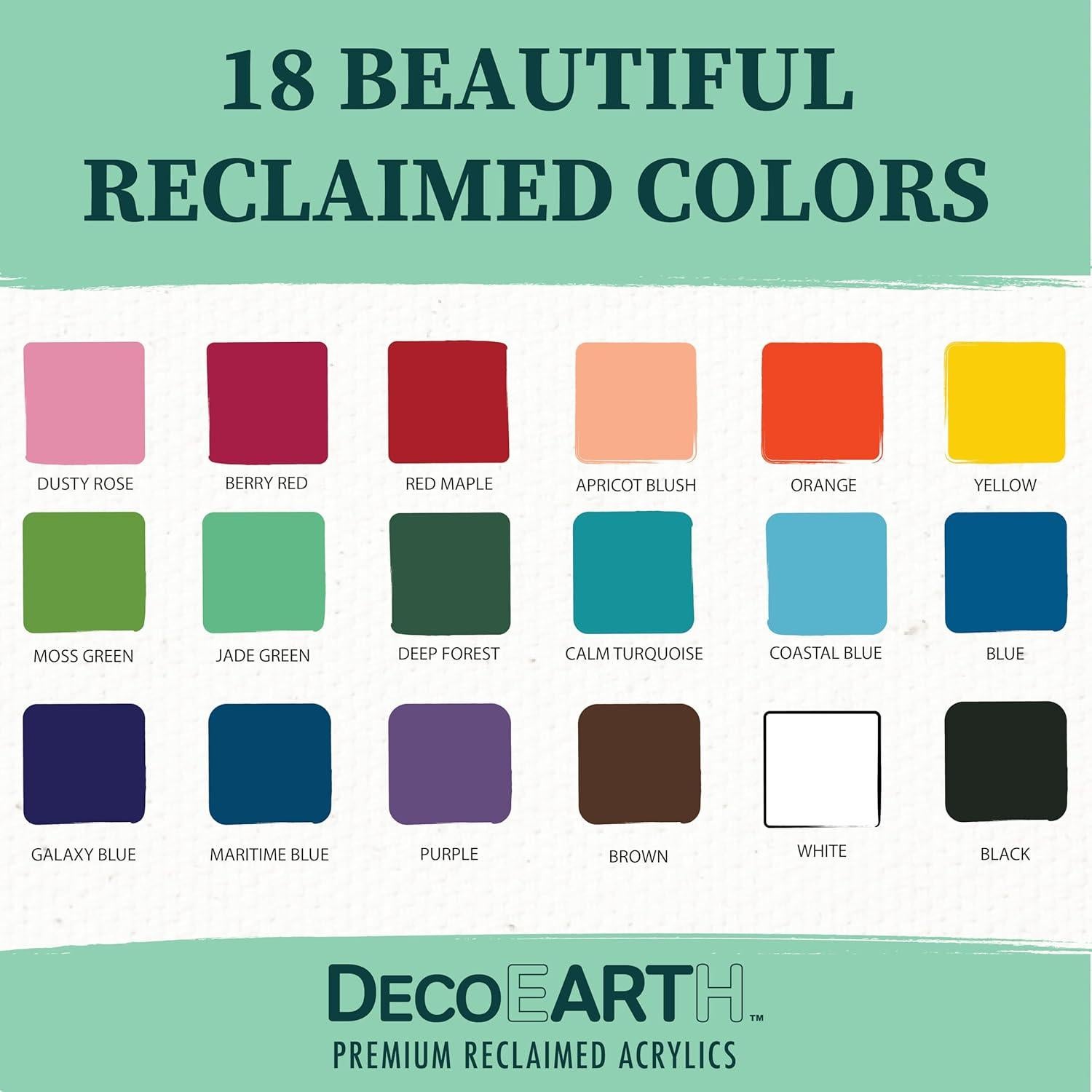 Juego de Pintura Acrílica Sostenible DecoArt DecoEARTH - 18 Colores + Pinceles Ecológicos