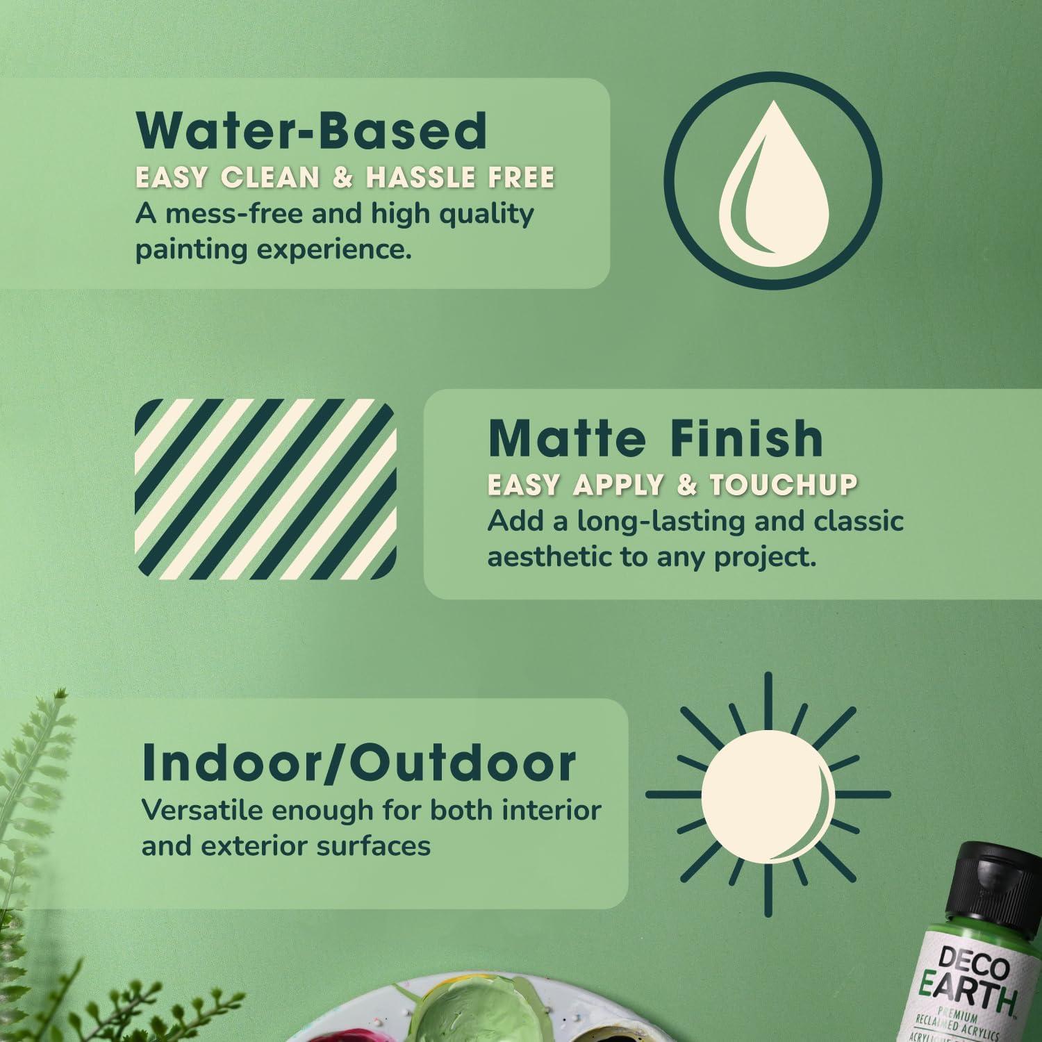 Juego de Pintura Acrílica Sostenible DecoArt DecoEARTH - 18 Colores + Pinceles Ecológicos