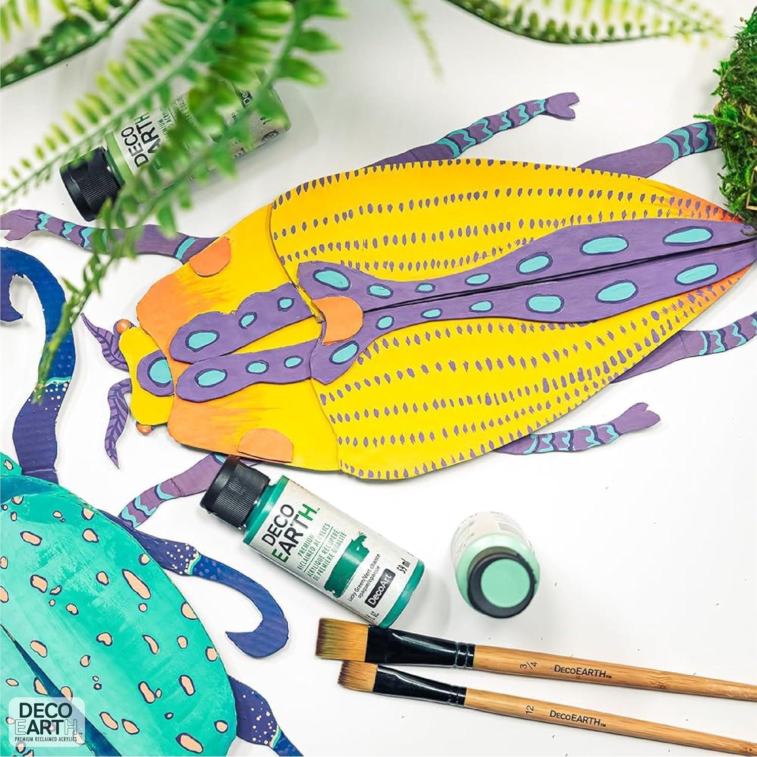 Juego de Pintura Acrílica Sostenible DecoArt DecoEARTH - 18 Colores + Pinceles Ecológicos