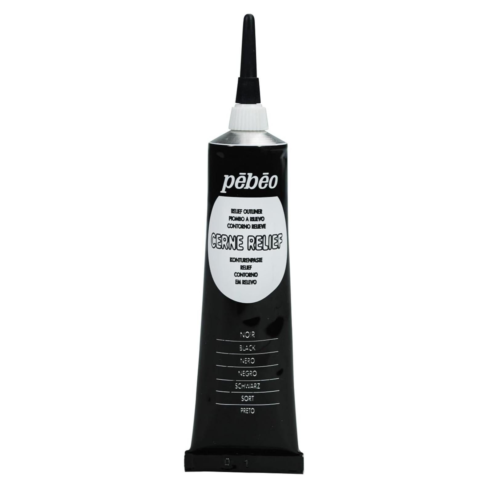 Pintura Dimensional Pebeo Vitrail Cerne Relief 37 ml Negro
