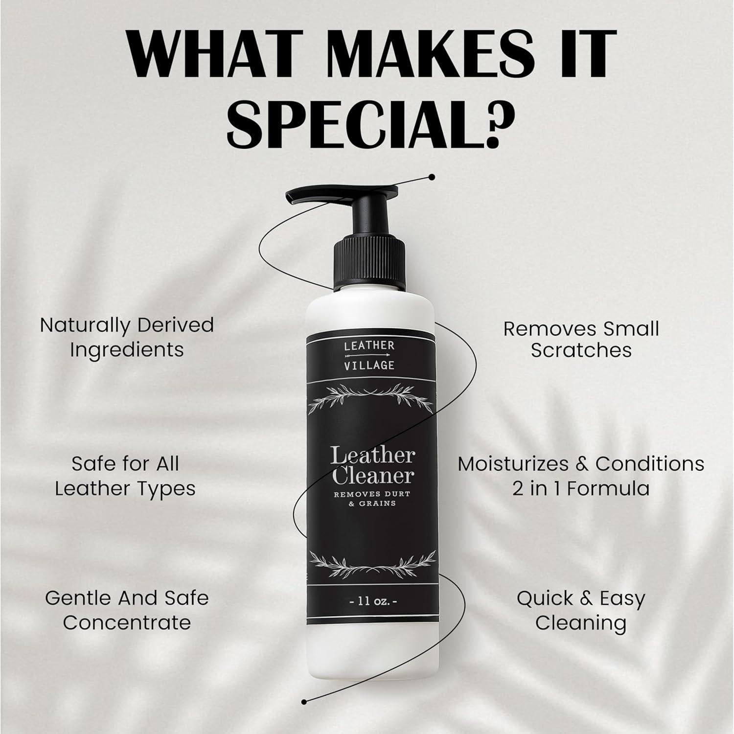 Limpiador y Acondicionador de Cuero Leather Village 348 g - Quitamanchas para Muebles, Chaquetas y Zapatos