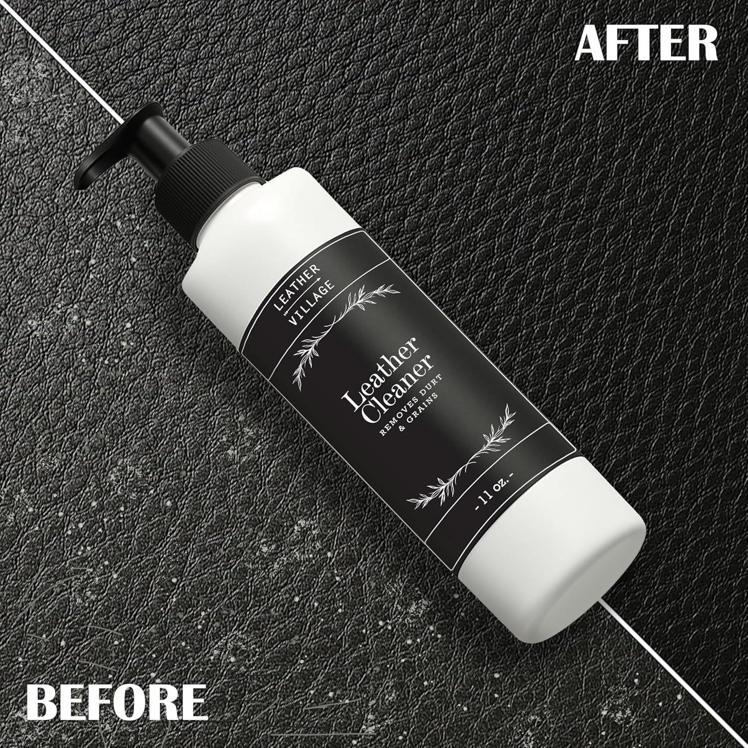 Limpiador y Acondicionador de Cuero Leather Village 348 g - Quitamanchas para Muebles, Chaquetas y Zapatos