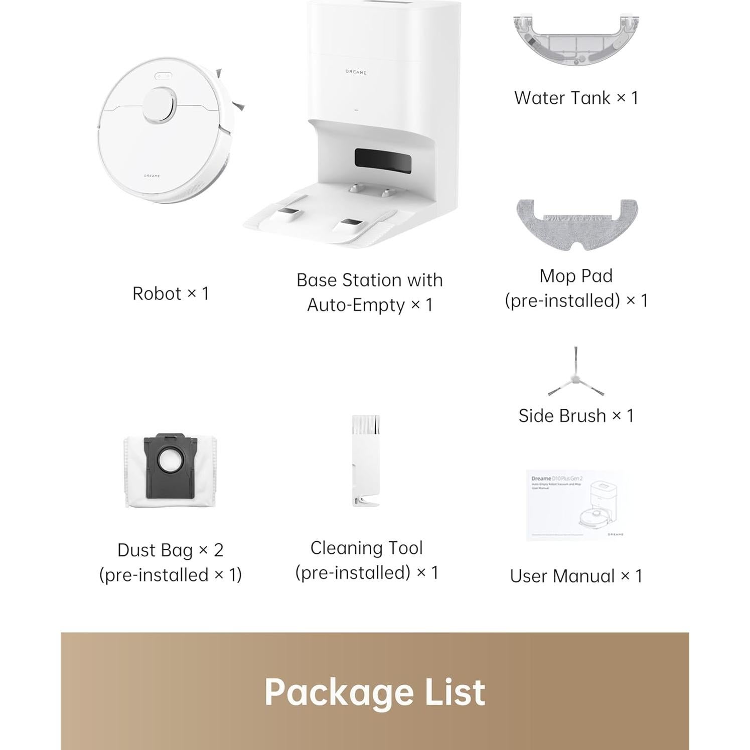 Robot Aspiradora Dreame D10 Plus Gen 2 con Mopa y Auto-Desvaciamiento