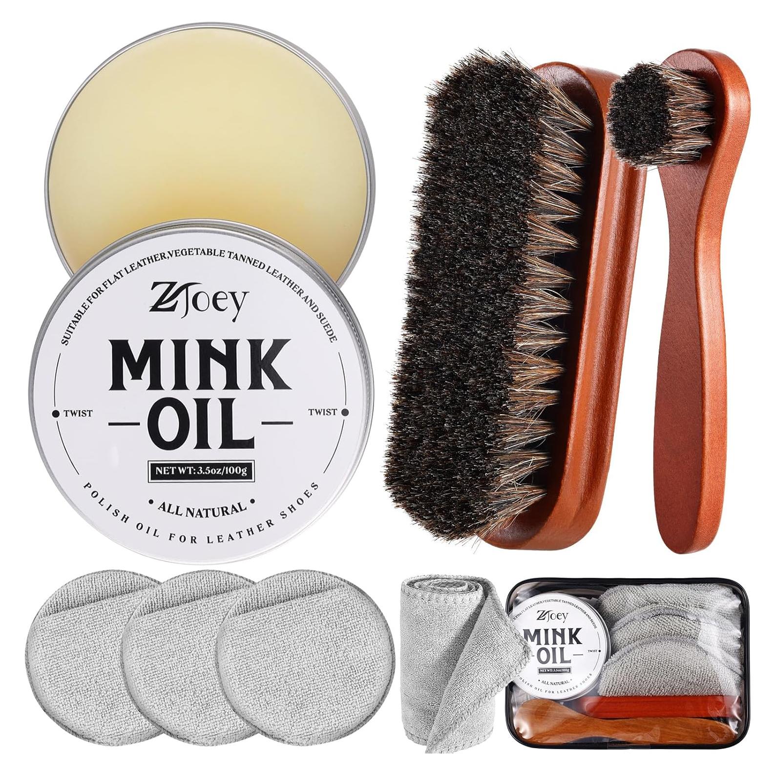 Juego de Cuidado de Cuero ZJoey - 8 Piezas Aceite de Visón