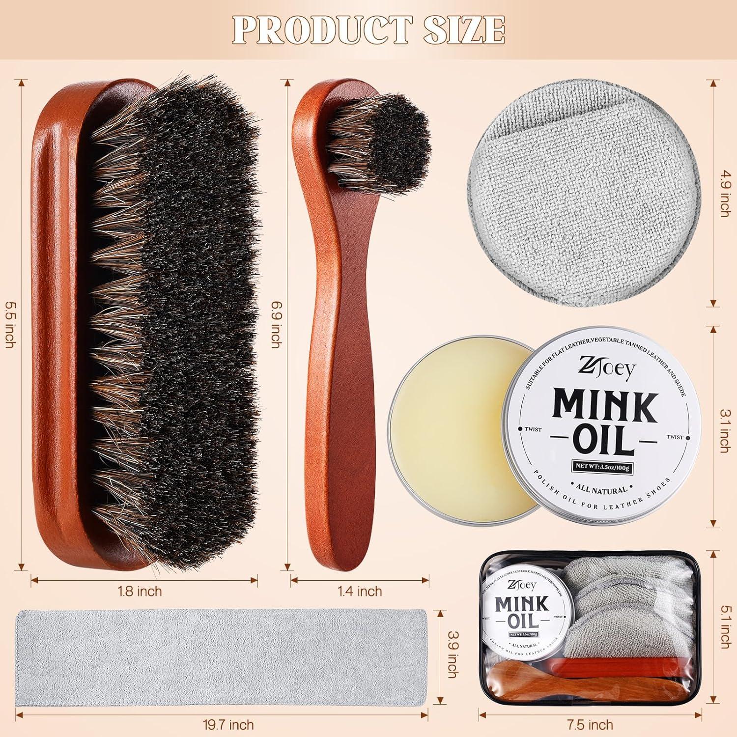 Juego de Cuidado de Cuero ZJoey - 8 Piezas Aceite de Visón
