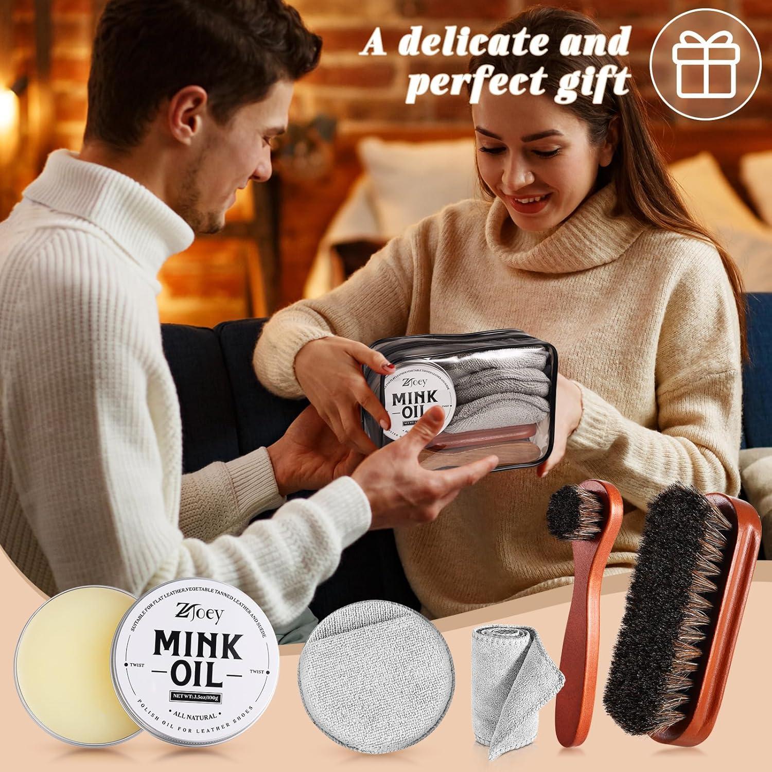 Juego de Cuidado de Cuero ZJoey - 8 Piezas Aceite de Visón