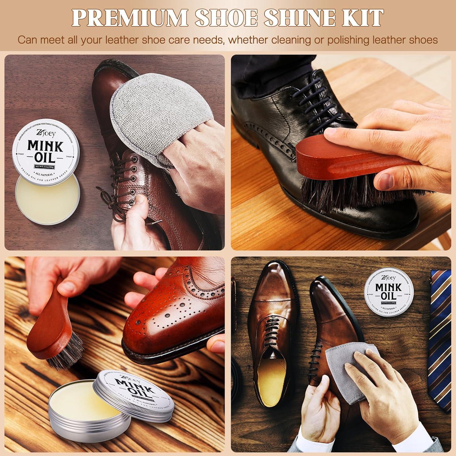 Juego de Cuidado de Cuero ZJoey - 8 Piezas Aceite de Visón