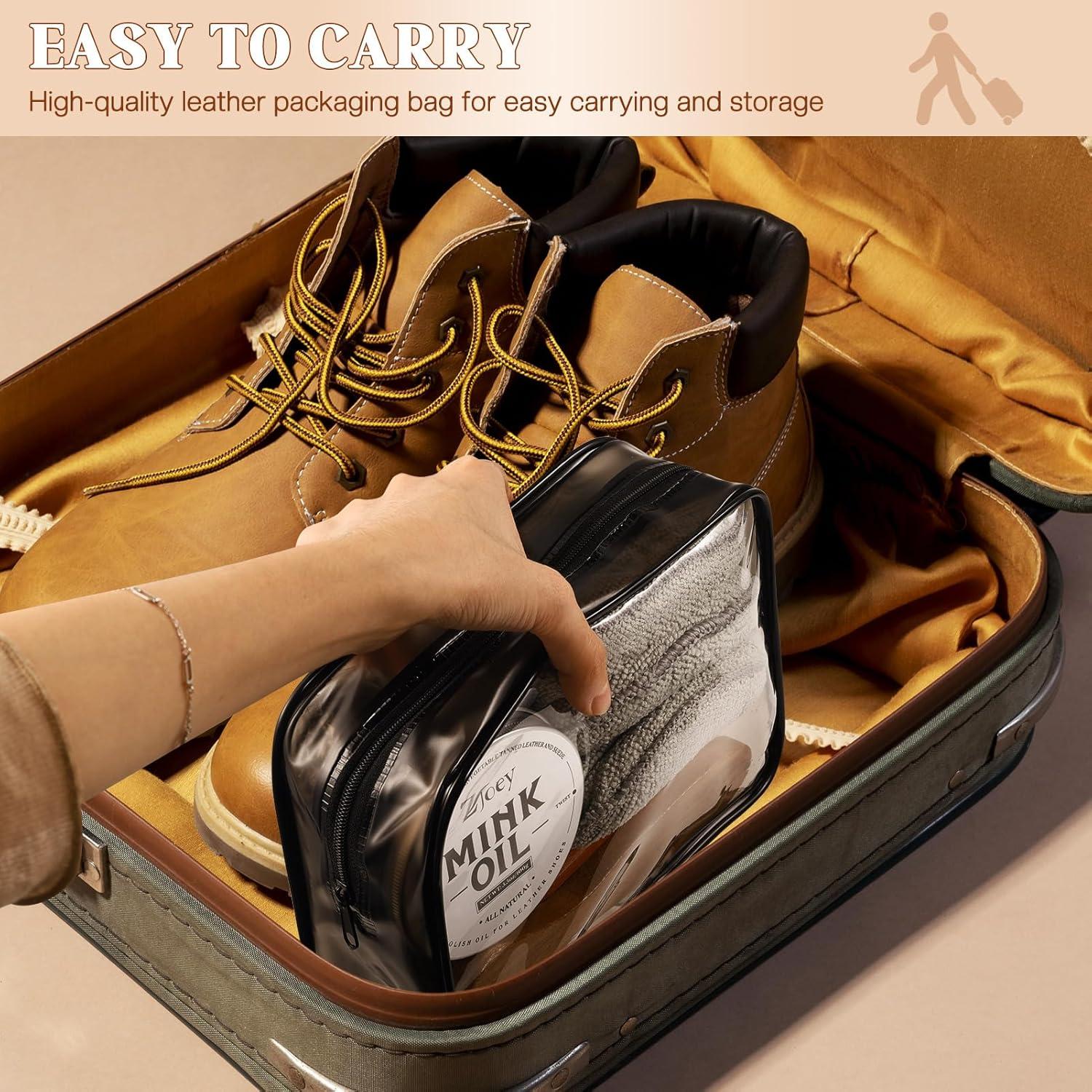 Juego de Cuidado de Cuero ZJoey - 8 Piezas Aceite de Visón