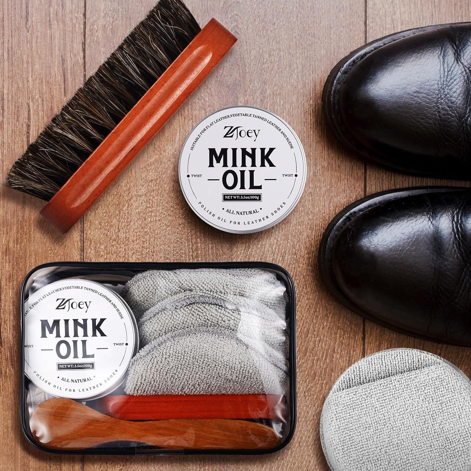 Juego de Cuidado de Cuero ZJoey - 8 Piezas Aceite de Visón