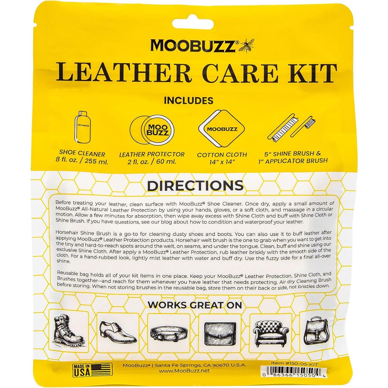 Kit de Cuidado de Cuero MooBuzz Angelus - 5 Piezas Naturales