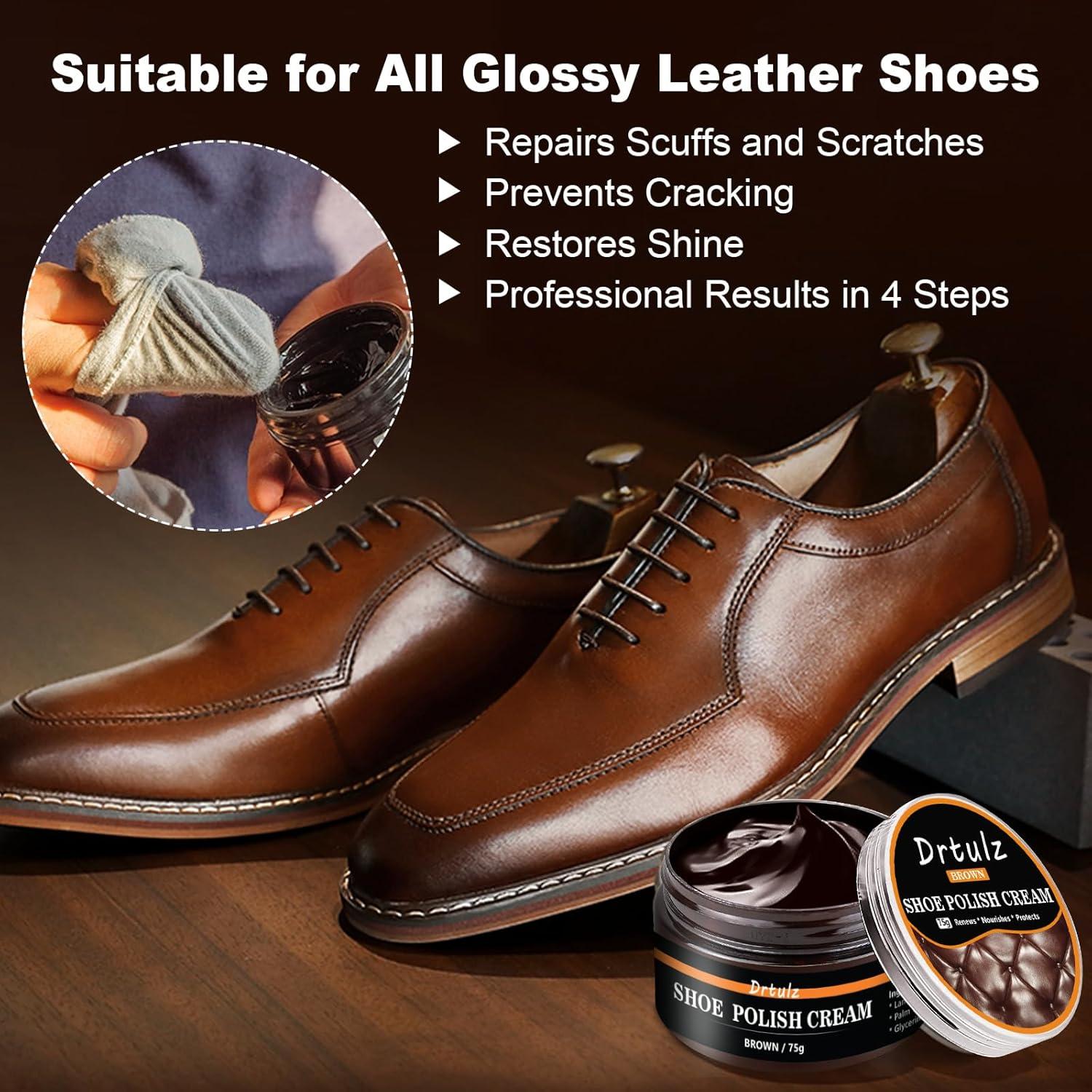 Kit de Pulido de Zapatos de 15 Piezas drtulz - Cuidado Cuero Liso