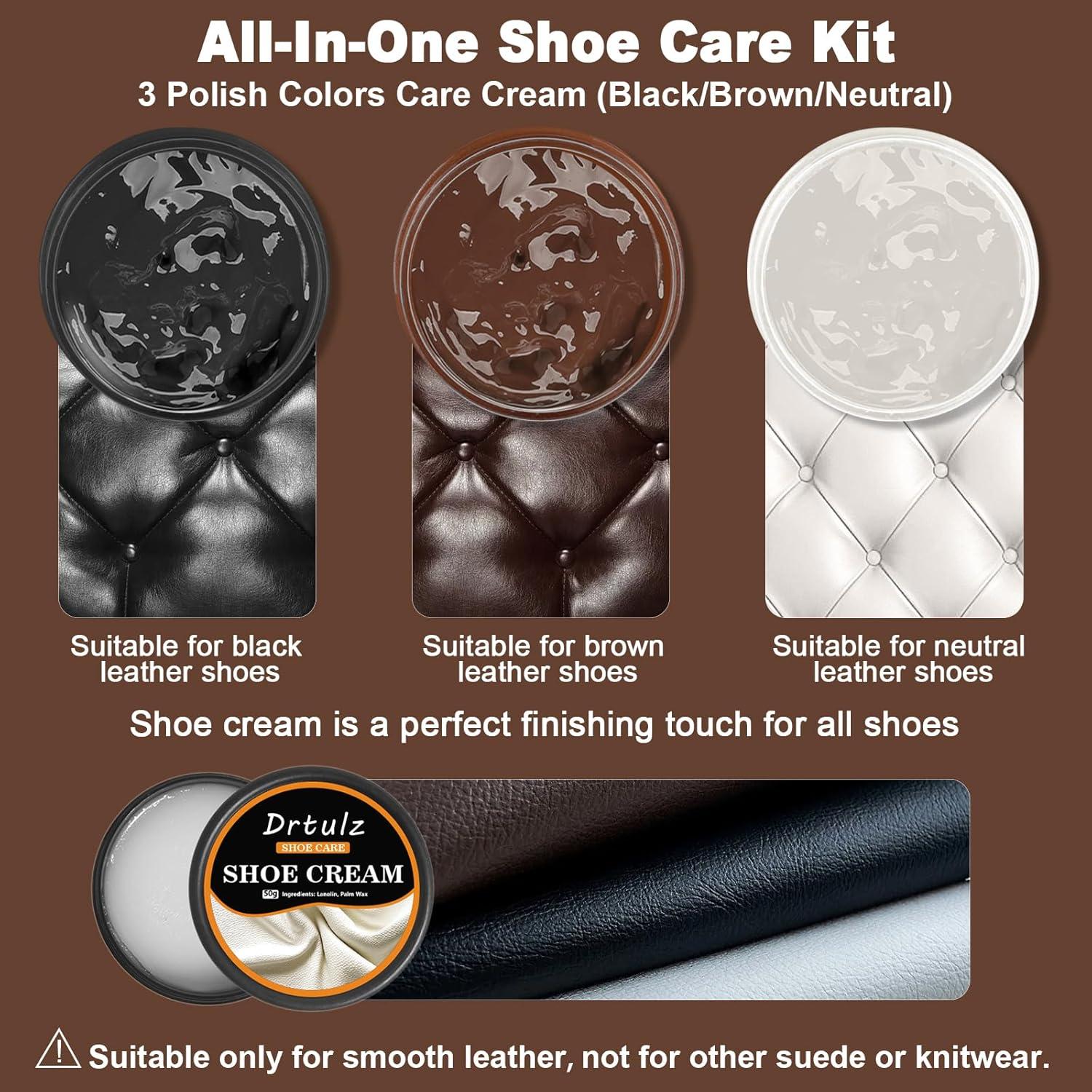 Kit de Pulido de Zapatos de 15 Piezas drtulz - Cuidado Cuero Liso