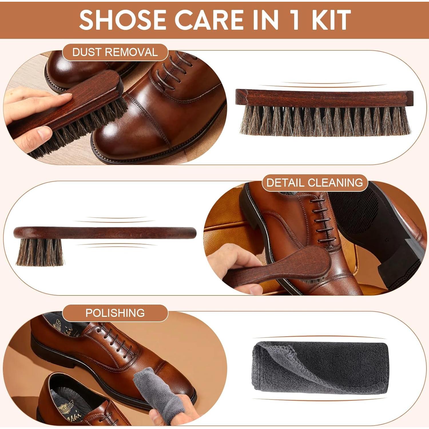 Kit de Cepillos para Zapatos Loreviessa 3 Piezas 100% Caballo