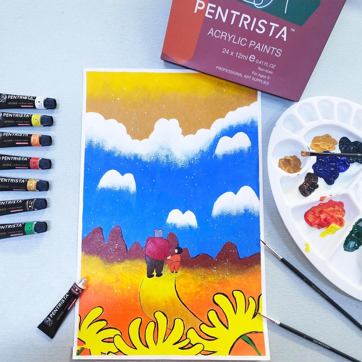 Juego de Pintura Acrílica PENTRISTA 48 Colores 12ml con Pinceles