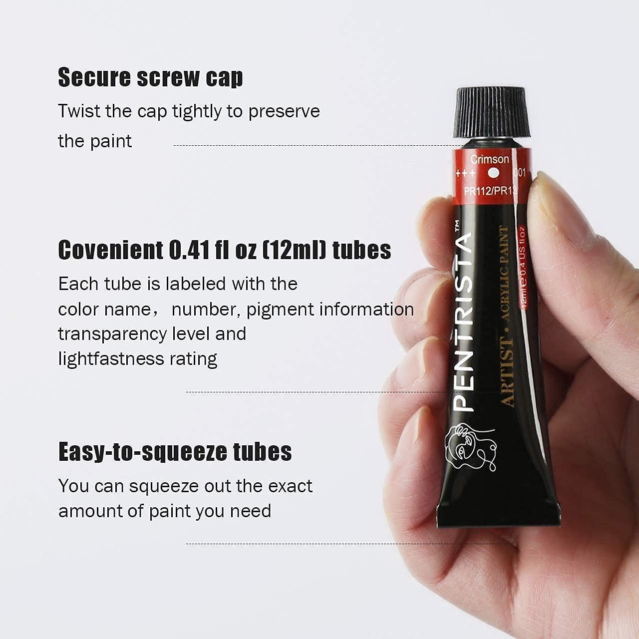 Juego de Pintura Acrílica PENTRISTA 48 Colores 12ml con Pinceles