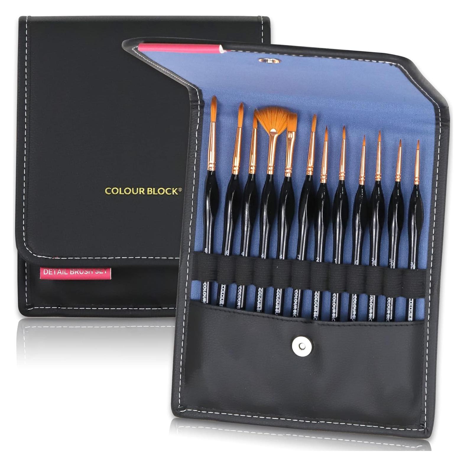 Set de Pinceles de Artista 12 Piezas Colour Block en Estuche de Cuero