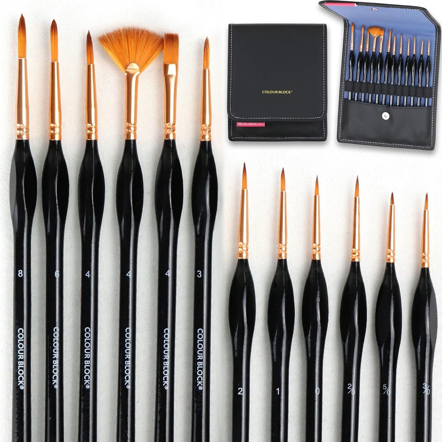 Set de Pinceles de Artista 12 Piezas Colour Block en Estuche de Cuero