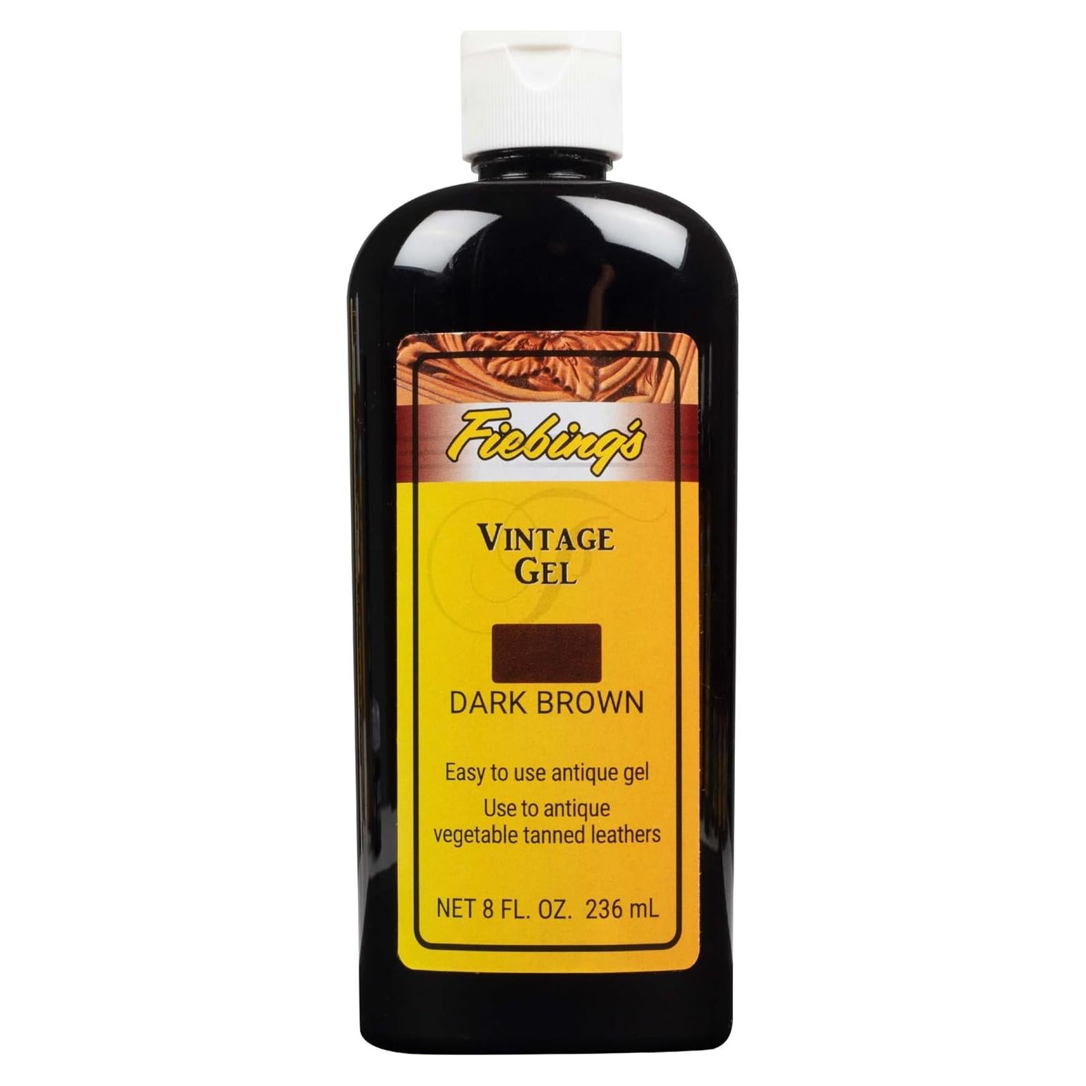 Gel Vintage Fiebing's 236.6ml Marrón Oscuro para Cuero