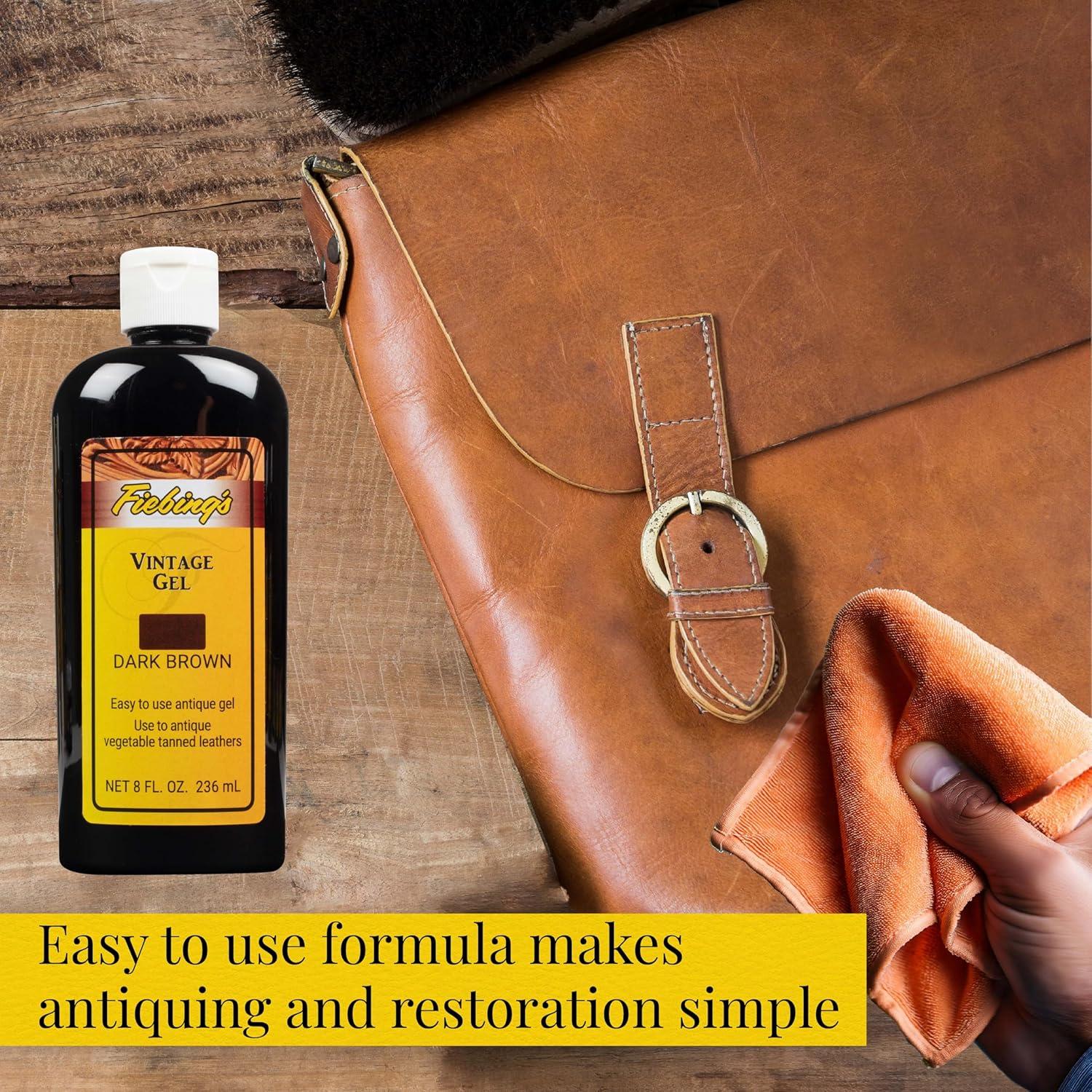 Gel Vintage Fiebing's 236.6ml Marrón Oscuro para Cuero