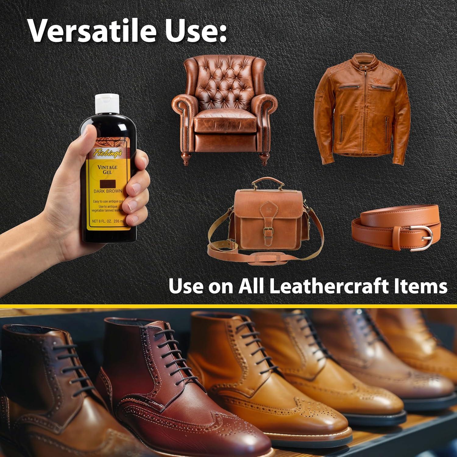 Gel Vintage Fiebing's 236.6ml Marrón Oscuro para Cuero