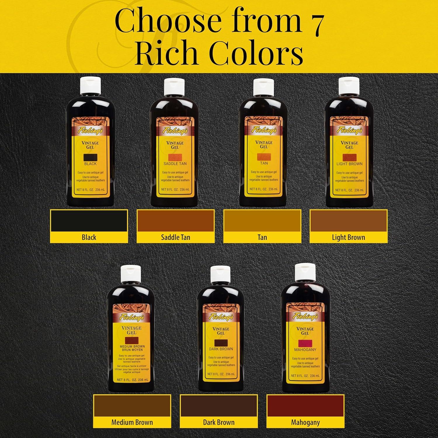 Gel Vintage Fiebing's 236.6ml Marrón Oscuro para Cuero