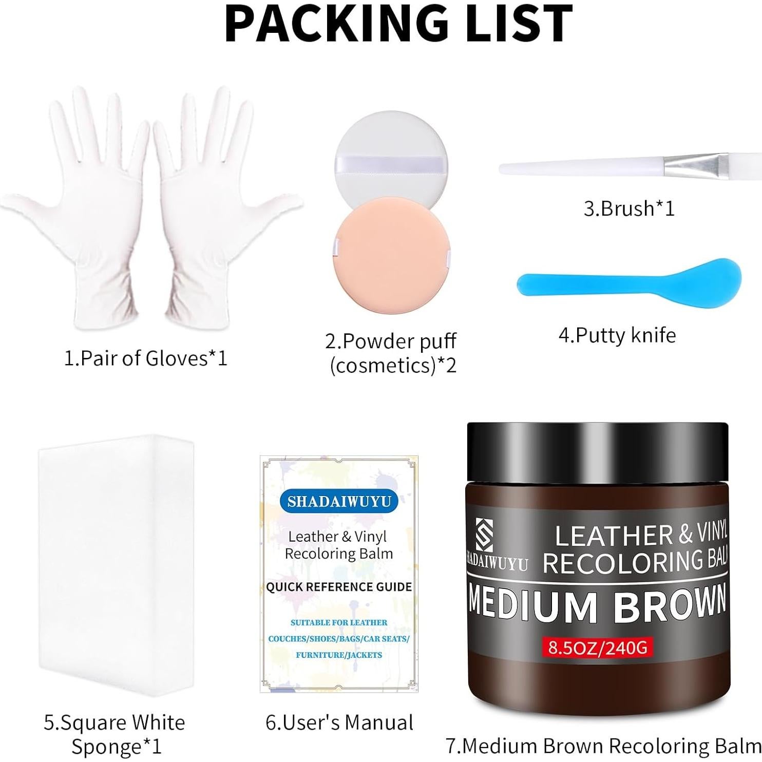 Bálsamo para Recoloración de Cuero SHADAIWUYU 240g Marrón Medio