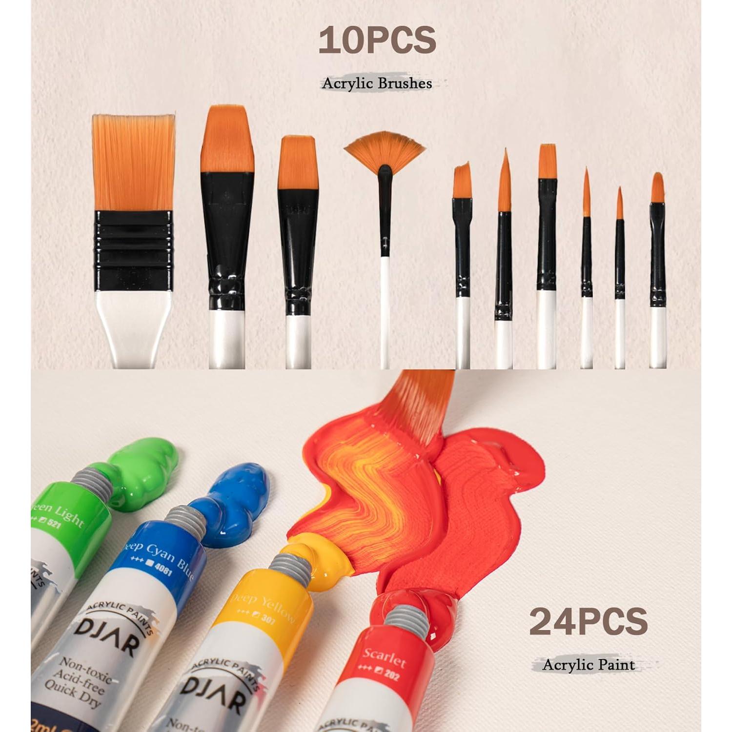 Set de Pintura Acrílica DJAR 49 Piezas con Caballete y Lienzos