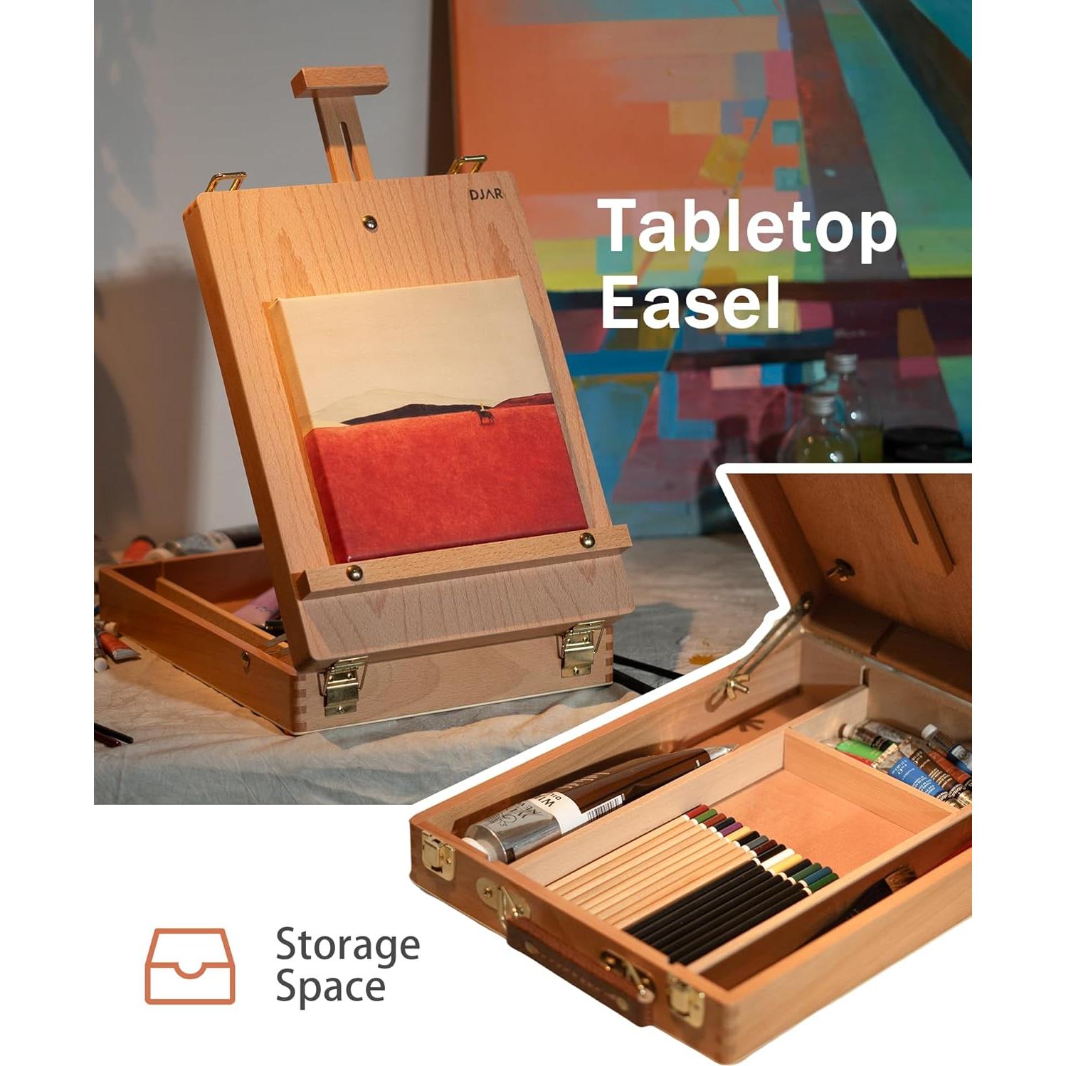 Set de Pintura Acrílica DJAR 49 Piezas con Caballete y Lienzos