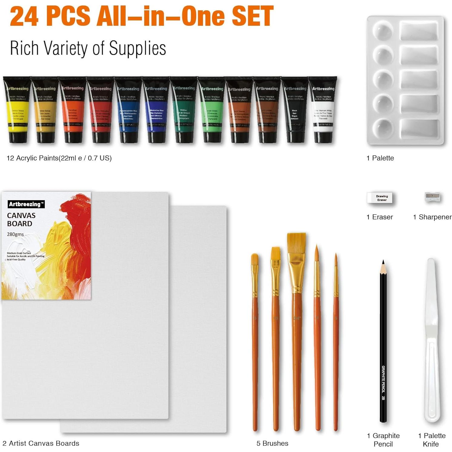 Juego de Pintura Acrílica Artbreezing 24 Piezas 22 ml