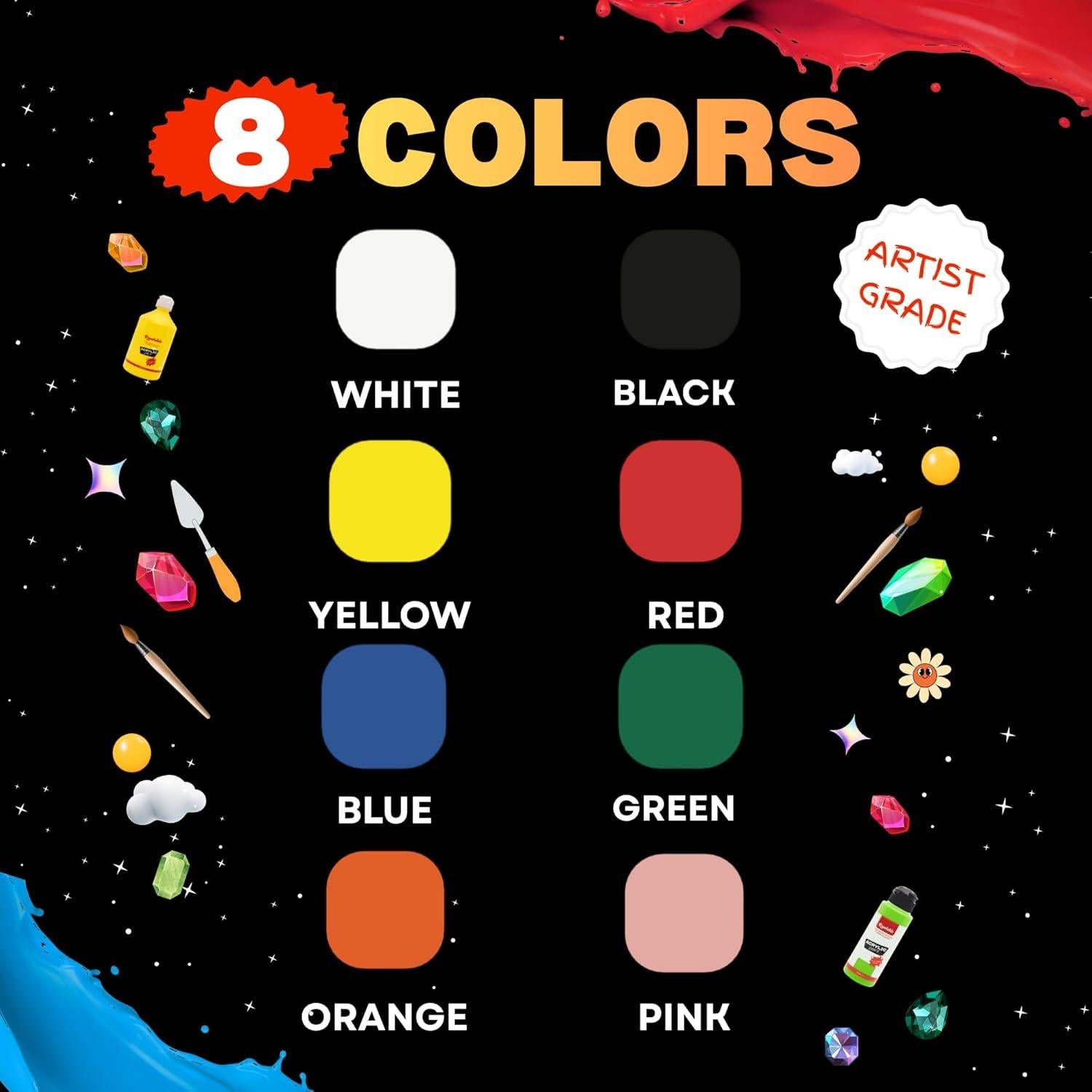 Juego de Pintura Acrílica Brushible 8 Colores 250ml con Pinceles