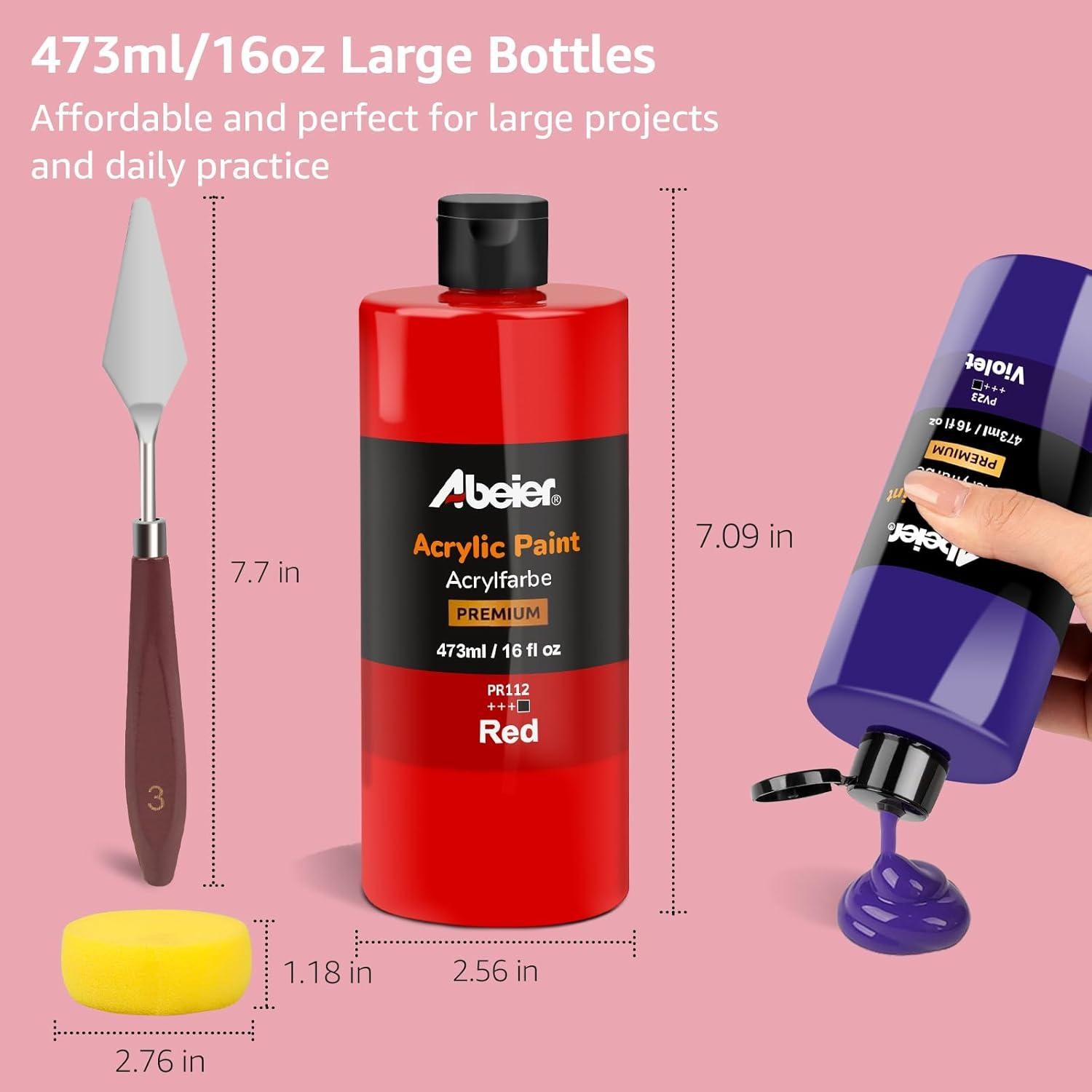 Set de Pintura Acrílica ABEIER 15 Colores 473ml Mate No Tóxica