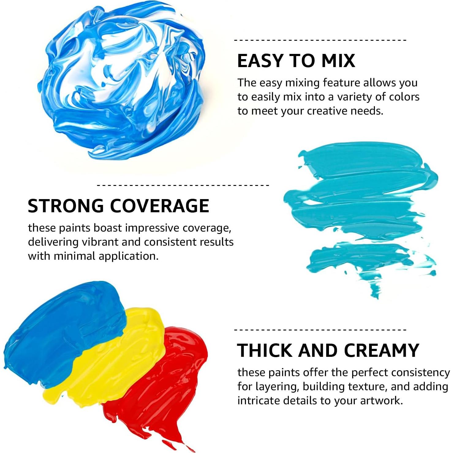 Set de Pintura Acrílica ABEIER 15 Colores 473ml Mate No Tóxica